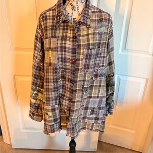Magnolia Pearl Patchwork Addison Workshirt Madras Blue EC